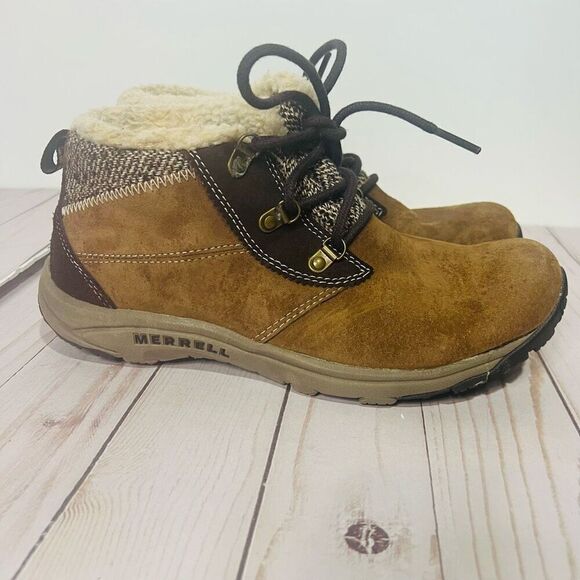 Merrell Kamori Chill Brown Suede Dark Earth Womens Winter Hiking Boots Sz 7.5 NW - Picture 1 of 12